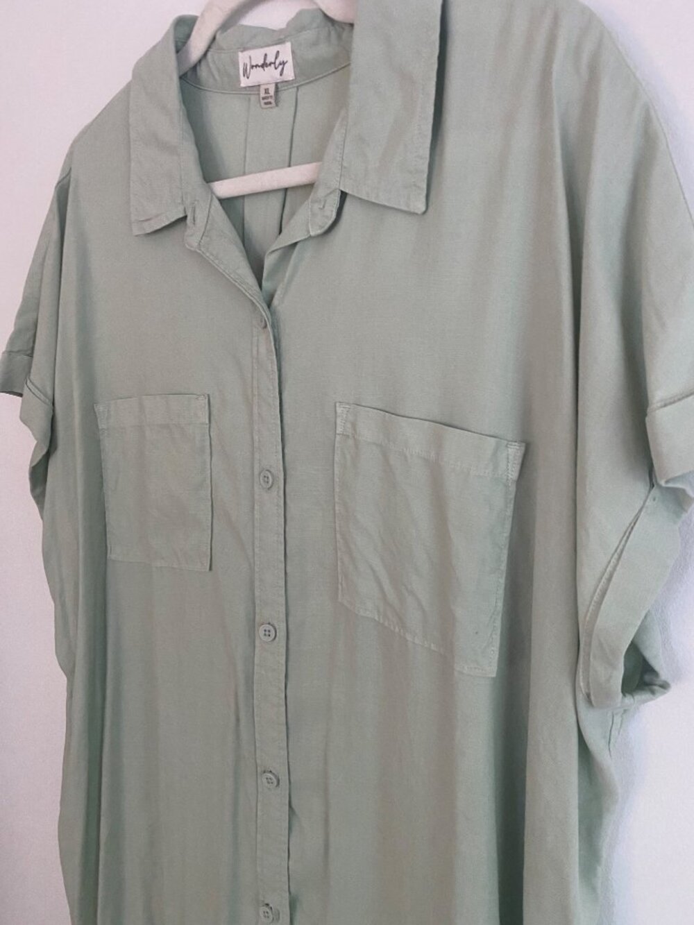 Wonderly Pistachio Green Button-Down Shirt Dress Size XL - Picture 2 of 6
